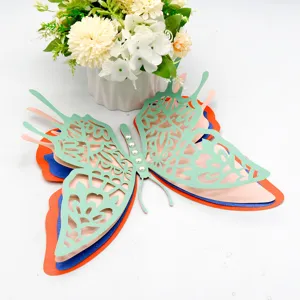 3D hollow butterfly wall sticker four layer pearlescent paper wedding party decor