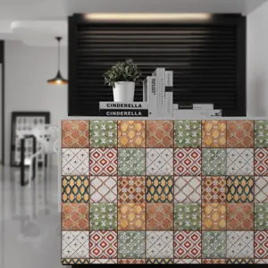 Adesivi per piastrelle a mosaico vintage da parete, geometrici retro impermeabili.