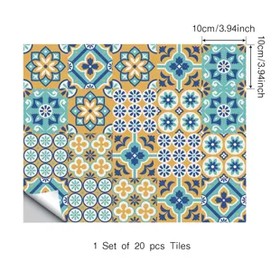 Adhesivos de azulejos marroquies estilo vintage pegatinas de pared impermeables 20pcs