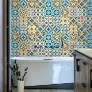 Adhesivo de azulejo marroqui impermeable decoracion de pared para cocina y bano casa.
