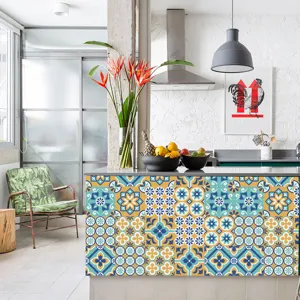 Adhesivo de azulejos marroquíes impermeable autoadhesivo retro para muebles de cocina