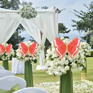 3D layered hollow paper butterfly wall sticker, perfect for wedding decoration and party backdrops.