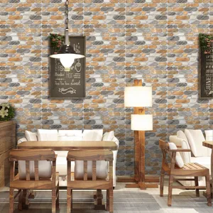 Adesivo murale con motivo in pietra carta da parati impermeabile per arredamento casa.