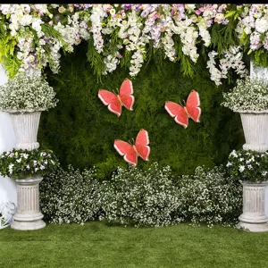 3D pearlescent paper butterfly wall stickers, 4-layer hollow design, large party decor size.