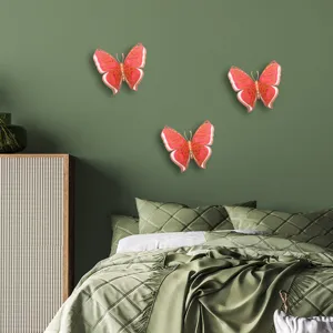 Detailed scene of 3d layered hollow pearl paper butterfly wall stickers for room decor.