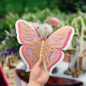 3D multi-layer hollow pearlescent paper butterfly wedding party wall decoration