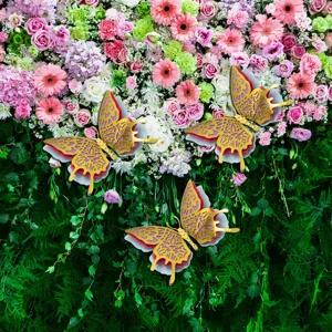 3D hollow butterfly wall stickers detail, four layers pearlescent paper decor for wedding party.