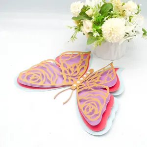 3D layered hollow pearl paper butterfly wall sticker for wedding party decoration detail view
