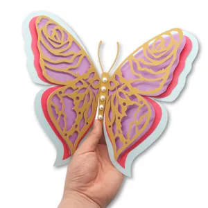 3D 4-layer pearl paper butterfly wall sticker for home party wedding decoration design