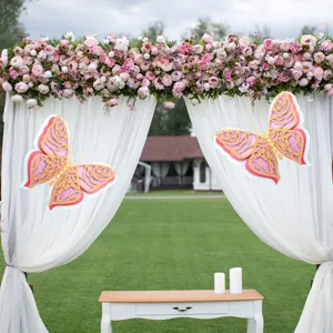 3D layered pearlescent paper butterfly wall stickers for wedding and party decoration.