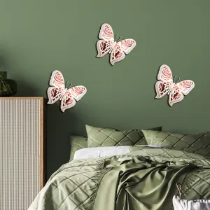 3D layered hollow pearlescent paper butterfly wall stickers for home decor wedding.