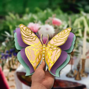 3D four-layer hollow pearlescent paper butterfly decoration for wedding party wall decor