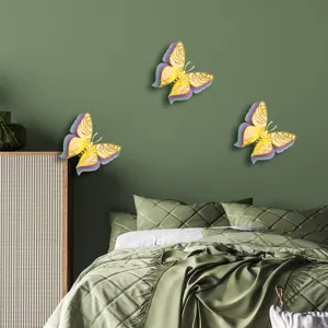 3D layered pearlescent paper butterfly wall stickers for bedroom wedding and party decor.
