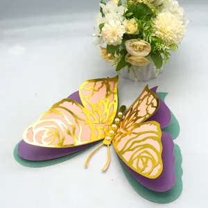 3D four-layer hollow pearl paper butterfly wall sticker for wedding and home decoration.