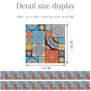 Adesivo per piastrelle dettagli 15x15cm motivo mosaico retro carta da parati impermeabile 20pz