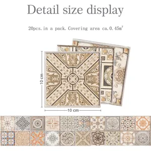 Adesivi per piastrelle mosaico vintage 10x10cm decorativi adesivi murali confezione da 20 dettaglio