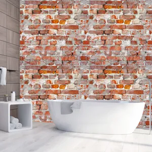 Carta da parati mattone rosso adesivo murale sticker per decorazione casa soggiorno