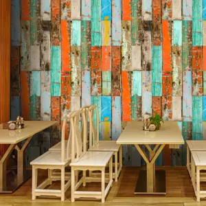 Carta da parati in legno vintage colorato adesivo murale per la decorazione casa