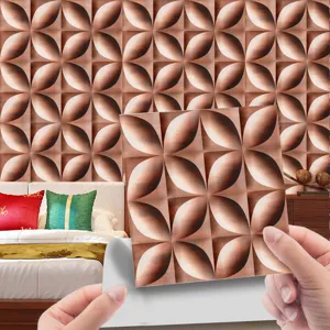 Carta da Parati Adesiva 3D Similpelle Adesivo murale Piastrella Soggiorno Arredamento Vista Principale