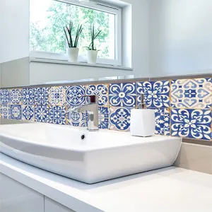 Adesivi per piastrelle impermeabili da staccare e attaccare per cucina bagno blu