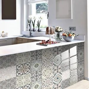 Adesivo per piastrelle in cristallo impermeabile pavimento muro stile retro cucina
