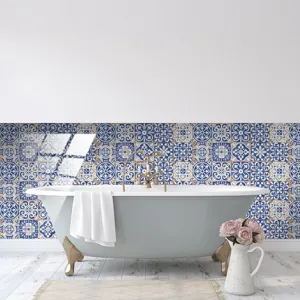 Adesivi per piastrelle blu e bianchi impermeabili autoadesivi paraschizzi bagno casa