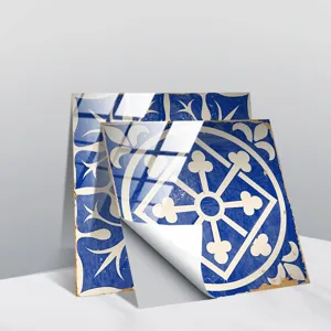 Adesivo per piastrelle retro blu impermeabile pavimento parete con finitura lucida