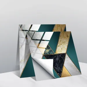 Geometric marble crystal tile sticker waterproof wall sticker and floor film for home decor.