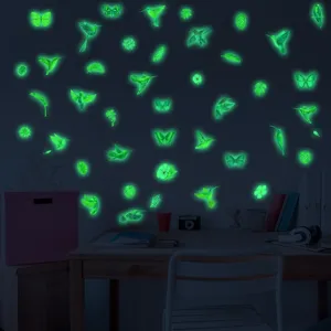 Stickers muraux lumineux colibris fluorescents papillons pour decoration de chambre