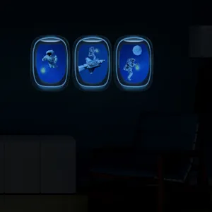 Stickers muraux lumineux d'astronaute de l'espace, autocollants hublot d'avion phosphorescents.