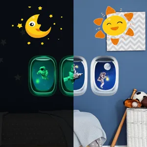 Autocollants muraux astronaute lumineux pour chambre d'enfant, decors spatiaux phosphorescents.