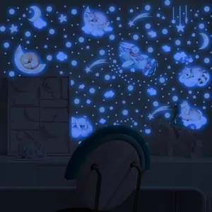 Stickers muraux lumineux étoiles lune animaux phosphorescents décoration chambre enfant