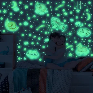 Autocollants muraux lumineux étoiles lune animaux phosphorescents décoration chambre enfant