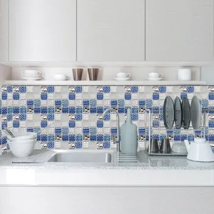 Stickers carrelage mosaique 3D impermeable autocollant PVC decoration murale cuisine DIY