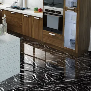 Modern black marble tile stickers waterproof kitchen wall decor self-adhesive peel stick