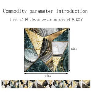 Crystal tile stickers 15x15cm geometric marble pattern waterproof wall sticker detail view.