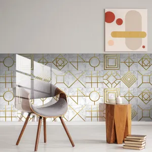 Marble gold geometric tile stickers waterproof peel and stick wall sticker home decor detail view