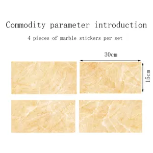 Marble tile stickers waterproof self-adhesive wall decals crystal texture 4pcs set 30x15cm