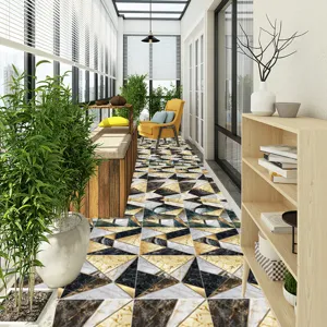 Geometric marble crystal tile sticker for floor and wall, modern minimalist home decor detail.