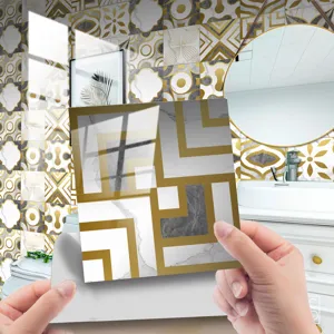 Waterproof crystal tile sticker geometric marble wall floor decal for home decor detail