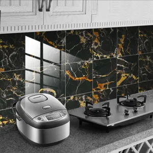 Black and gold marble crystal tile sticker waterproof wall sticker for kitchen home decor