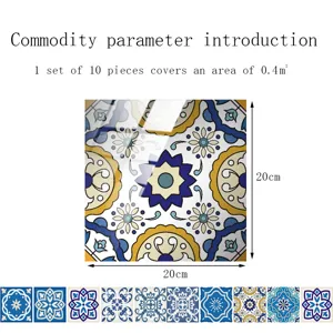 Adesivi per piastrelle in cristallo 20x20cm impermeabili pavimento parete set 10pz detail