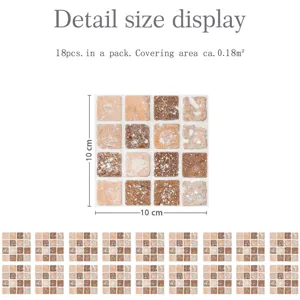 Frosted mosaic tile stickers 10x10cm self-adhesive waterproof kitchen decor details.