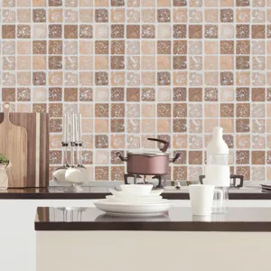 Self-adhesive mosaic tile sticker for kitchen wall renovation, frosted texture design.
