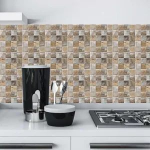 Peel and stick kitchen backsplash tile sticker, self adhesive mosaic wall decor.
