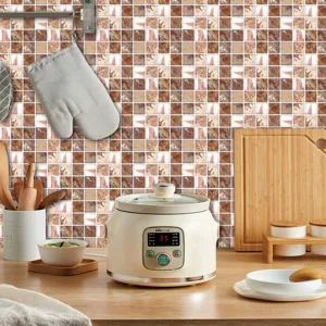 Self-adhesive mosaic tile stickers waterproof wall paper for kitchen bathroom home decor