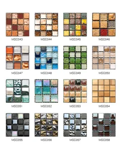 Mosaic tile stickers color variants catalog detail showing various styles and textures.