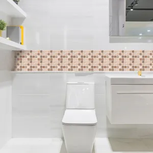 Self-adhesive mosaic tile sticker waterproof wall border for kitchen and bathroom decor.