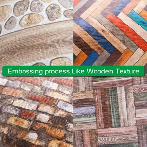 Imitation wood grain texture wall sticker, self-adhesive retro tile sticker for home decor.
