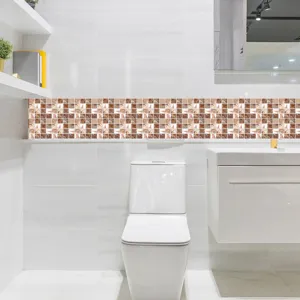 Self-adhesive mosaic tile sticker with frosted film for kitchen and bathroom wall renovation.